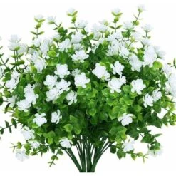 Fiori Finti Artificiali Per Esterni, Verde In Plastica Sintetica Per Interni Fioriera Da Appendere Per Esterni Home Office Matrimonio Agriturismo Decor 12 Pezzi Bianco
