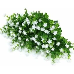 Fiori Finti Artificiali Per Esterni, Verde In Plastica Sintetica Per Interni Fioriera Da Appendere Per Esterni Home Office Matrimonio Agriturismo Decor 12 Pezzi Bianco -Negozio Piante artificiali economico 52008637 3