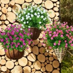 Fiori Finti Artificiali Per Esterni, Verde In Plastica Sintetica Per Interni Fioriera Da Appendere Per Esterni Home Office Matrimonio Agriturismo Decor 12 Pezzi Bianco -Negozio Piante artificiali economico 52008637 5