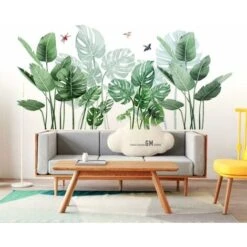 Adesivi Murali Con Piante Tropicali, Adesivi Murali Con Foglie Di Palma Con Piante Tropicali, Decorazioni Per Pareti Con Piante Verdi Camera Da Letto Soggiorno Ufficio (0) -Negozio Piante artificiali economico 52011488 4