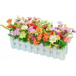 LangRay 2pcs Gerbera Artificiale Con Staccionata In Legno Margherita Margherita Fiori Di Seta Decorazione Fiori Artificiali Piante In Vaso Crisantemo Finto Fiori Artificiali Bonsai Piante Artificiali -Negozio Piante artificiali economico 52012825 3