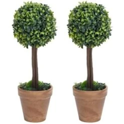 Piante Di Bosso Artificiale 2 Pz A Sfera Con Vaso Verde 33 Cm VidaXL