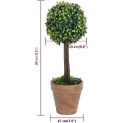 Piante Di Bosso Artificiale 2 Pz A Sfera Con Vaso Verde 33 Cm VidaXL -Negozio Piante artificiali economico 54686655 3