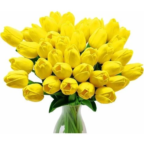Fiori Di Tulipano Artificiale, 10 Pezzi Di Fiori In Lattice Con Tocco Reale Tulipani Con Foglie, Decorazione Elegante Per Banchetti Nuziali, Cucina Domestica (Giallo) 3 Fiori Di Tulipano Artificiale, 10 Pezzi Di Fiori In Lattice Con Tocco Reale Tulipani Con Foglie, Decorazione Elegante Per Banchetti Nuziali, Cucina Domestica (Giallo)