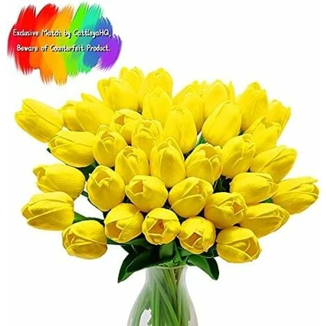 Fiori Di Tulipano Artificiale, 10 Pezzi Di Fiori In Lattice Con Tocco Reale Tulipani Con Foglie, Decorazione Elegante Per Banchetti Nuziali, Cucina Domestica (Giallo) 4 Fiori Di Tulipano Artificiale, 10 Pezzi Di Fiori In Lattice Con Tocco Reale Tulipani Con Foglie, Decorazione Elegante Per Banchetti Nuziali, Cucina Domestica (Giallo) - immagine 2