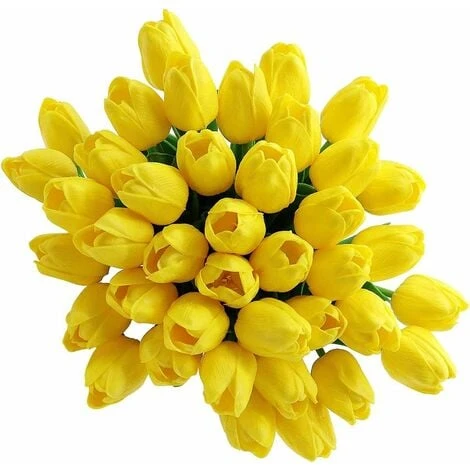 Fiori Di Tulipano Artificiale, 10 Pezzi Di Fiori In Lattice Con Tocco Reale Tulipani Con Foglie, Decorazione Elegante Per Banchetti Nuziali, Cucina Domestica (Giallo) 5 Fiori Di Tulipano Artificiale, 10 Pezzi Di Fiori In Lattice Con Tocco Reale Tulipani Con Foglie, Decorazione Elegante Per Banchetti Nuziali, Cucina Domestica (Giallo) - immagine 3