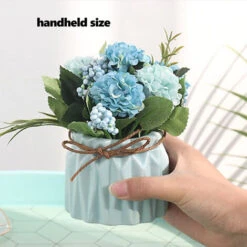 HIASDFLS Simulazione Ortensia Pianta In Vaso Creativo Decorazione Desktop Per La Casa Regalo Di Nozze Blu -Negozio Piante artificiali economico 59384157 5