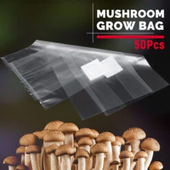50 Pz 320x450x0.06 MM PVC Trasparente Giardino Fattoria Di Funghi Spawn Grow Bag Substrato Ad Alta Temperatura Pre Sigillabile -Negozio Piante artificiali economico 61553130 4