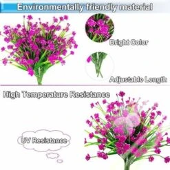 8 Pezzi Piante Da Fiori Artificiali Resistenti Ai Raggi UV All'aperto, 8 Rami Finti Plastica Fiordaliso Verde Arbusti Piante Fioriera Da Appendere All'aperto Per Interni Cucina Casa Matrimonio Ufficio -Negozio Piante artificiali economico 63853450 4