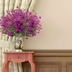8 Pezzi Piante Da Fiori Artificiali Resistenti Ai Raggi UV All'aperto, 8 Rami Finti Plastica Fiordaliso Verde Arbusti Piante Fioriera Da Appendere All'aperto Per Interni Cucina Casa Matrimonio Ufficio -Negozio Piante artificiali economico 63853450 5