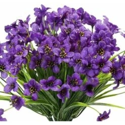 Fiore Viola Artificiale, 6 Pezzi Fiore Di Plastica Artificiale, Giardino Resistente Ai Raggi UV Per Esterni Vegetazione Arbusti Piante Indoor Outdoor Hanging Pianta Decorativa Per La Casa (Viola)