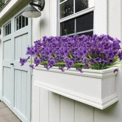 Fiore Viola Artificiale, 6 Pezzi Fiore Di Plastica Artificiale, Giardino Resistente Ai Raggi UV Per Esterni Vegetazione Arbusti Piante Indoor Outdoor Hanging Pianta Decorativa Per La Casa (Viola) -Negozio Piante artificiali economico 67411000 5