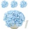10 Pezzi Di Fiori Artificiali Di Ortensie Bouquet, Con 10 Pezzi Di Stelo Lungo Staccabile Per Matrimonio, Casa, Hotel, Composizione Floreale - Blu