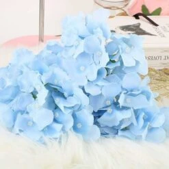 10 Pezzi Di Fiori Artificiali Di Ortensie Bouquet, Con 10 Pezzi Di Stelo Lungo Staccabile Per Matrimonio, Casa, Hotel, Composizione Floreale - Blu -Negozio Piante artificiali economico 67911528 3