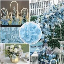 10 Pezzi Di Fiori Artificiali Di Ortensie Bouquet, Con 10 Pezzi Di Stelo Lungo Staccabile Per Matrimonio, Casa, Hotel, Composizione Floreale - Blu -Negozio Piante artificiali economico 67911528 5