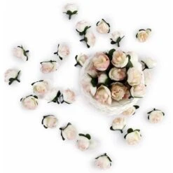 MINKUROW 50 Pezzi 3 Cm Testa Di Fiore Artificiale Rosa Finta Decorazione Di Piante Artificiali Per Feste Di Matrimonio In Casa, Champagne -Negozio Piante artificiali economico 69788976 2