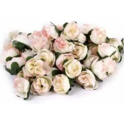 MINKUROW 50 Pezzi 3 Cm Testa Di Fiore Artificiale Rosa Finta Decorazione Di Piante Artificiali Per Feste Di Matrimonio In Casa, Champagne -Negozio Piante artificiali economico 69788976 3