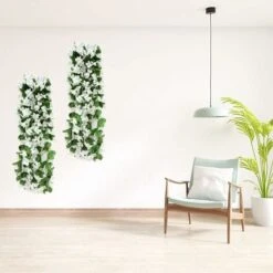 2 Pz 70 Cm Edera Artificiale Fiori Artificiali Per Matrimoni All'aperto Piante Artificiali Per Ufficio, Decorazioni Per La Casa, Giardino, Feste, Matrimoni, Fiori Bianchi -Negozio Piante artificiali economico 71376864 3