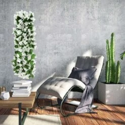 2 Pz 70 Cm Edera Artificiale Fiori Artificiali Per Matrimoni All'aperto Piante Artificiali Per Ufficio, Decorazioni Per La Casa, Giardino, Feste, Matrimoni, Fiori Bianchi -Negozio Piante artificiali economico 71376864 5