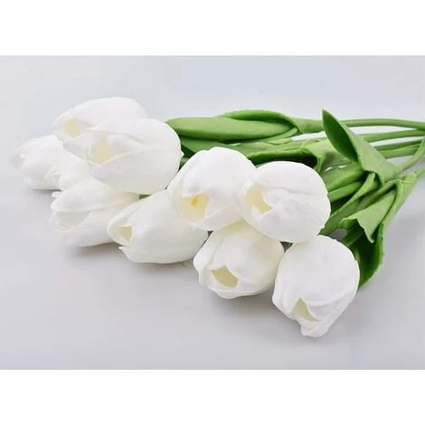RHAFAYRE Confezione Da 10 Tulipani Artificiali Da 34 Cm Per Interni Esterni Matrimoni Cucina Ufficio Bar Casa (Bianco) 4 RHAFAYRE Confezione Da 10 Tulipani Artificiali Da 34 Cm Per Interni Esterni Matrimoni Cucina Ufficio Bar Casa (Bianco) - immagine 2