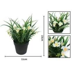 Pianta Artificiale Fiore Artificiale Simulazione Pianta Verde Fiore Artificiale In Vaso Clivia Chlorophytum Pianta In Vaso Ornamenti Decorativi Fiori Artificiali (bianco) -Negozio Piante artificiali economico 85905116 3
