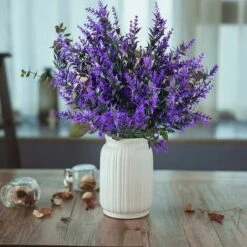 Fiori Di Lavanda Artificiali, Decorazioni Per Bouquet Di Fiori Artificiali, Piante Artificiali Finte Per La Decorazione Del Giardino Di Nozze All'aperto Per Interni - 6 Pezzi/viola -Negozio Piante artificiali economico 85913474 4