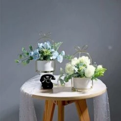 Fiori Artificiali Con Vaso Piante Artificiali Fiori Bonsai In Vaso Di Ceramica Fiori Di Plastica Piante Artificiali Per La Decorazione Domestica (Bianco) -Negozio Piante artificiali economico 86167909 3