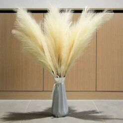 Erba Della Pampas Artificiale Decorative, 3 Set 110cm Erba Di Pampa Finta Grandi Alte Essiccata Fiori Boho Beige Piume, Naturale Secchi Per Decorazioni Natale Casa Nozze Interno