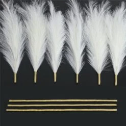 3 Set Erba Della Pampas Artificiale Decorative: 110cm Erba Di Pampa Finta Grandi Alte Essiccata Fiori Boho Bianco Piume Naturale Secchi Per Decorazioni Natale Casa Nozze Interno -Negozio Piante artificiali economico 87105751 3
