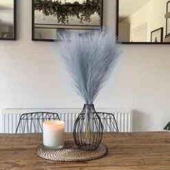 3 Pezzi Erba Della Pampas Secca Decorative, 110 Cm Pampas Decorative Alte Piume Decorative Per Vaso, Boho Grigio Colore, Per Decorazioni Natale Interno Casa Nozze