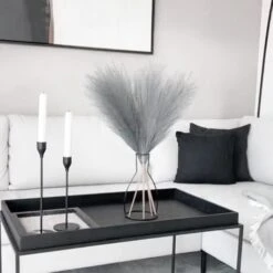 3 Pezzi Erba Della Pampas Secca Decorative, 110 Cm Pampas Decorative Alte Piume Decorative Per Vaso, Boho Grigio Colore, Per Decorazioni Natale Interno Casa Nozze -Negozio Piante artificiali economico 87220617 3