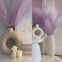 3 Pezzi Erba Della Pampas Secca Decorative, 110 Cm Pampas Alte Piume Decorative Per Vaso, Boho Viola Colore, Per Decorazioni Natale Interno Casa Nozze -Negozio Piante artificiali economico 87878341 3