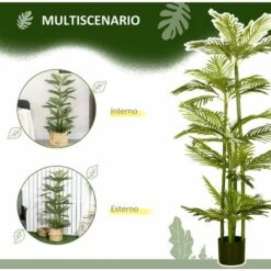 HOMCOM Pianta Artificiale Di Palma Da 140 Cm Con Vaso, Per Interni Ed Esterni, Verde -Negozio Piante artificiali economico 87893232 5