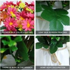 HIASDFLS Piante Finte Da Esterno, Vaso Di Fiori Finto, 1 Pezzo Di Fiori Artificiali Con Vaso, Con Vasi Di Fiori In Plastica, Realistici, Per Soggiorno (10,5 X 17 Cm, Rosa) -Negozio Piante artificiali economico 88132349 3