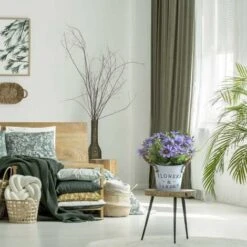 HIASDFLS Fiori Artificiali Con Vaso, Pianta Artificiale Da Interno Con Vaso, 1 Pezzo Di Piante Finte Con Vaso In Metallo, Fiore In Plastica, Con Secchio In Metallo Vintage (viola) -Negozio Piante artificiali economico 88134764 5