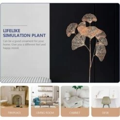 2pcs Foglie Artificiali Steli Ginkgo Finto Foglie Cave Raccoglie Piante In Plastica Rami Mazzi Composizione Floreale Per Vaso Da Matrimonio Decorazioni Per Ufficio E Casa Arancione -Negozio Piante artificiali economico 88941448 5