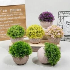 Piante Artificiali Piante Finte In Plastica Per Interni Con Vaso Grigio Decorazione Erba Finta Per Matrimonio Tavolo Da Ufficio All'aperto Giardino Nuovo Regalo Per La Casa 13x13x9cm -Negozio Piante artificiali economico 92034231 3