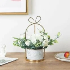 Fiori Artificiali Con Vaso - Bouquet Di Ortensie E Crisantemi Decorazione Di Nozze Per Casa, Soggiorno O Ufficio -Negozio Piante artificiali economico 92039118 2
