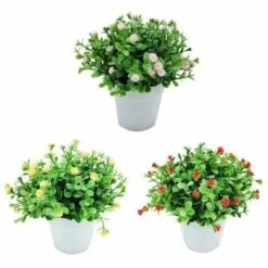 Piante Artificiali, Fiori Artificiali, Orchidee Di Simulazione, Piante In Vaso Di Eucalipto, Piante Verdi, Decorazioni Per La Casa, Decorazioni Per Finestre, Piccole Piante In Vaso Di Fiori (arancione -Negozio Piante artificiali economico 95221457 2