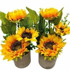 GTA 2 Pezzi Girasoli Artificiali In Vaso, Fiori Finti In Vaso Centrotavola Di Fiori Artificiali Pianta Artificiale Per La Decorazione Della Festa Nuziale -Negozio Piante artificiali economico 95748737 4