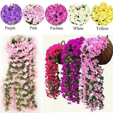 2x Piante Artificiali Edera Rampicante Piante Rampicanti Foglia Artificiale Vite Decorazione Floreale Viola, Viola Scuro 4 2x Piante Artificiali Edera Rampicante Piante Rampicanti Foglia Artificiale Vite Decorazione Floreale Viola, Viola Scuro - immagine 2