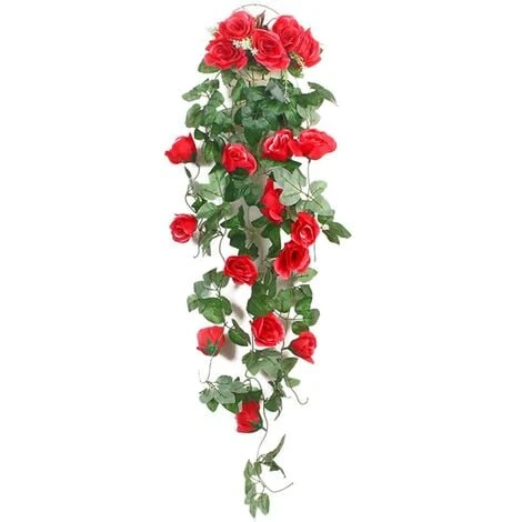 1 Pz 90 Cm Ghirlanda Di Rose Artificiali Rosse Fiori Finti Ghirlanda Di Edera Piante Appese Decorazione Di Nozze 4 1 Pz 90 Cm Ghirlanda Di Rose Artificiali Rosse Fiori Finti Ghirlanda Di Edera Piante Appese Decorazione Di Nozze - immagine 2