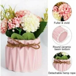 Fiori Di Ortensia Artificiale In Vaso Con Vaso In Ceramica, Varietà Di Palline Di Fiori In Seta Finta Bonsai Per Decorazioni Interne Per Camera Da Letto, Matrimoni, Scrivania, Decorazioni Per Davanzal -Negozio Piante artificiali economico 96205919 3