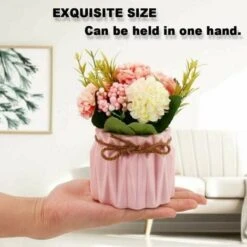 Fiori Di Ortensia Artificiale In Vaso Con Vaso In Ceramica, Varietà Di Palline Di Fiori In Seta Finta Bonsai Per Decorazioni Interne Per Camera Da Letto, Matrimoni, Scrivania, Decorazioni Per Davanzal -Negozio Piante artificiali economico 96205919 4