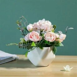 Fiori Artificiali Con Vaso Di Fiori Di Peonia - Fiori Artificiali In Plastica - Per La Casa, La Tavola