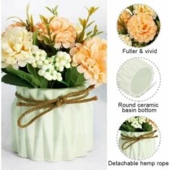 Fiori Di Ortensia Artificiale In Vaso Con Vaso In Ceramica, Varietà Di Palline Di Fiori In Seta Finta Bonsai Per Arredamento Camera Da Letto Interni, Matrimoni, Scrivania, Decorazioni Per Davanzali (V -Negozio Piante artificiali economico 96216624 3