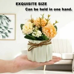 Fiori Di Ortensia Artificiale In Vaso Con Vaso In Ceramica, Varietà Di Palline Di Fiori In Seta Finta Bonsai Per Arredamento Camera Da Letto Interni, Matrimoni, Scrivania, Decorazioni Per Davanzali (V -Negozio Piante artificiali economico 96216624 4