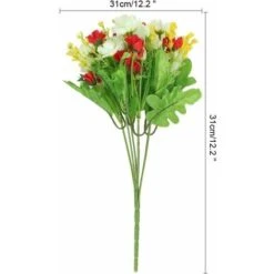 LITZEE Fiori Artificiali 4 Mazzo Di Bouquet Di Fiori Artificiali 28 Teste, Simpatico Fiore Margherita Finto Per Uso Esterno Matrimonio Casa Giardino Decor (Rosso) -Negozio Piante artificiali economico 96298245 5