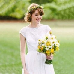 LITZEE Pianta Verde Artificiale 40 Steli Fiori Secchi Naturali Fiori Secchi Craspedia Billy Button Balls Bouquet Floreale Per Natale Matrimonio Inverno Decorazione Floreale Domestica -Negozio Piante artificiali economico 96300407 5