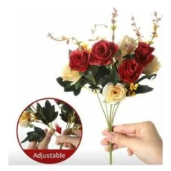 Fiori Di Seta Fiori Finti Rosa Di Seta Bouquet Di Fiori Artificiali Decorativi Per Centrotavola Per Matrimonio All'aperto Al Coperto (Rosso) -Negozio Piante artificiali economico 97887205 4